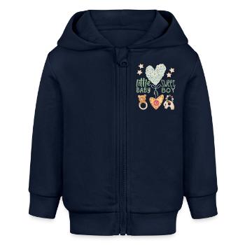 Baby Spruch, cute baby-boy, Kawaii-Baby - Baby Organic Kapuzenjacke Baby Connector von Stanley/Stella - Navy - Vorne