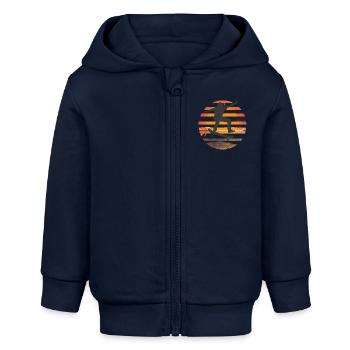 Sonnenuntergang Skateboard Silhouette - Baby Organic Kapuzenjacke Baby Connector von Stanley/Stella - Navy - Vorne