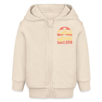 Awesome Since 2018 Birthday - Baby Organic Zip-up Hoodie by Stanley/Stella - soft Ecru - Front