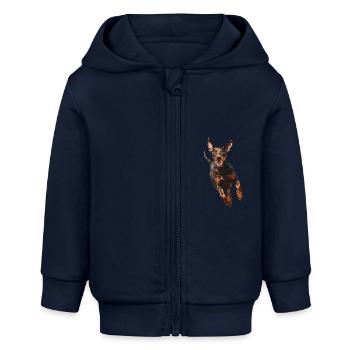 Dobermann - Baby Organic Kapuzenjacke Baby Connector von Stanley/Stella - Navy - Vorne
