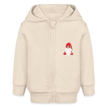 Weihnachten Weihnachtswichtel Weihnachtsgnom - Baby Organic Kapuzenjacke Baby Connector von Stanley/Stella - Natur - Vorne