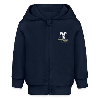 Schaf Schafbock gute Nacht - Baby Organic Kapuzenjacke Baby Connector von Stanley/Stella - Navy - Vorne