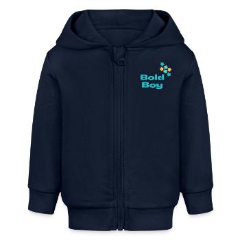 Bold Boy with stars - Baby Organic Zip-up Hoodie by Stanley/Stella - navy - Front