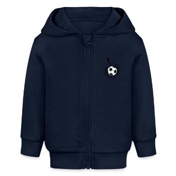 Fussball-Fieber (schwarz-weißer Ball) - Baby Organic Kapuzenjacke Baby Connector von Stanley/Stella - Navy - Vorne