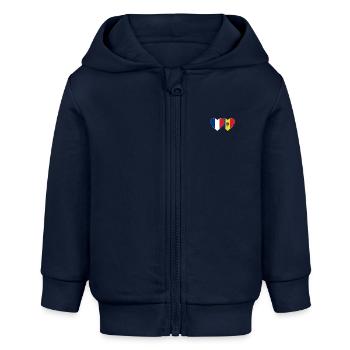 Frankreich Moldawien Flagge Herz - Baby Organic Kapuzenjacke Baby Connector von Stanley/Stella - Navy - Vorne