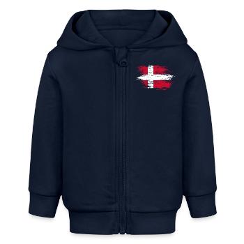 Drapeau du Danemark utilisé - Veste à capuche bébé bio Stanley/Stella - bleu marine - Devant