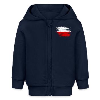 Polen Flagge used - Baby Organic Kapuzenjacke Baby Connector von Stanley/Stella - Navy - Vorne