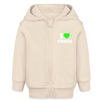 I Love Frogs - Baby Organic Kapuzenjacke Baby Connector von Stanley/Stella - Natur - Vorne