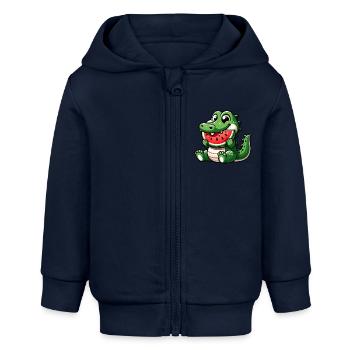 Krokodil Mit Wassermelone Fruchtig Niedlich - Baby Organic Kapuzenjacke Baby Connector von Stanley/Stella - Navy - Vorne