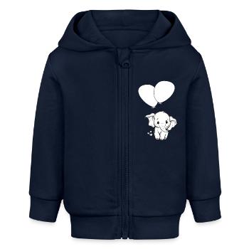 Elephant with balloons - Baby Organic Zip-up Hoodie by Stanley/Stella - navy - Front