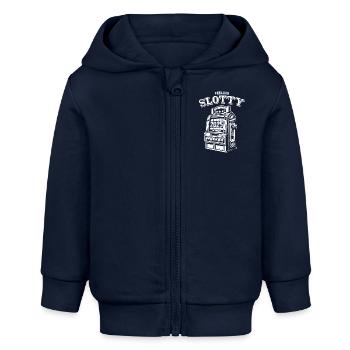 Feeling Slotty - Slotmachine - 2025 - Geschenk - Baby Organic Kapuzenjacke Baby Connector von Stanley/Stella - Navy - Vorne