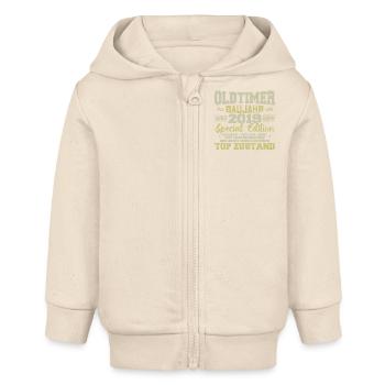 Millésime 2019 Né Rétro Anniversaire Millésime - Veste à capuche bébé bio Stanley/Stella - écru doux - Devant