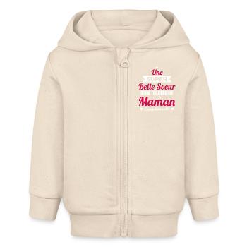 Belle soeur future maman cadeau drôle annonce mère - Veste à capuche bébé bio Stanley/Stella - écru doux - Devant