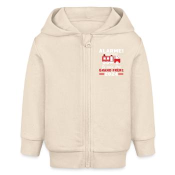 Ich werde 2024 ein großer Bruder sein / Zukünftiger großer Bruder - Baby Organic Kapuzenjacke Baby Connector von Stanley/Stella - Natur - Vorne