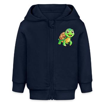 Mega süße Schildkröte - Baby Organic Kapuzenjacke Baby Connector von Stanley/Stella - Navy - Vorne