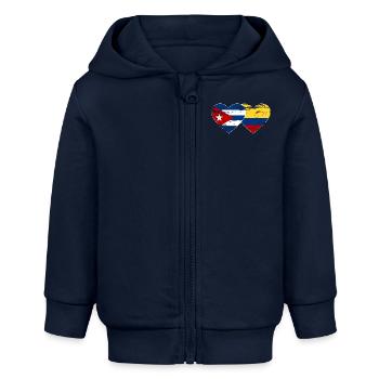 Kuba Kolumbien Flagge Herz used - Baby Organic Kapuzenjacke Baby Connector von Stanley/Stella - Navy - Vorne