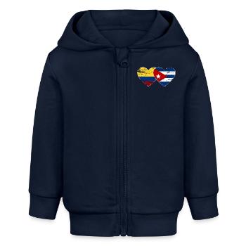 Kolumbien Kuba Flagge Herz used - Baby Organic Kapuzenjacke Baby Connector von Stanley/Stella - Navy - Vorne