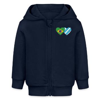 Brazil Bavaria Flag Heart used - Baby Organic Zip-up Hoodie by Stanley/Stella - navy - Front