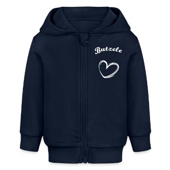 schwäbisches Baby Butzi Butzele - Baby Organic Kapuzenjacke Baby Connector von Stanley/Stella - Navy - Vorne