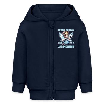 Vergiss Fee und Prinzessin - ich bin Ingenieur - Baby Organic Kapuzenjacke Baby Connector von Stanley/Stella - Navy - Vorne