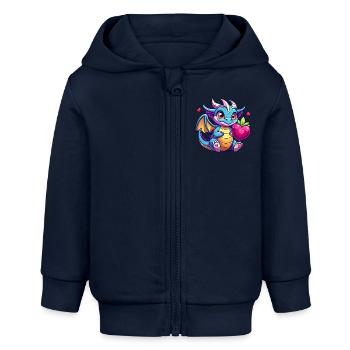 Farbenfroher Drache - Baby Organic Kapuzenjacke Baby Connector von Stanley/Stella - Navy - Vorne