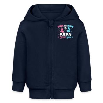 Pink Or Blue Papa Loves You - Gender reveal Papa - Veste à capuche bébé bio Stanley/Stella - bleu marine - Devant