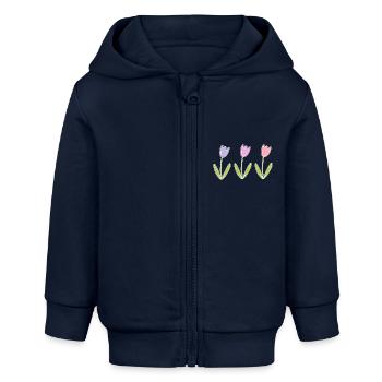 Fleurs de tulipes - Veste à capuche bébé bio Stanley/Stella - bleu marine - Devant