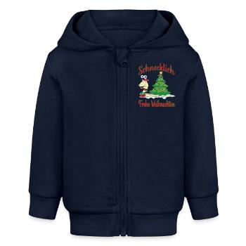 Schnecklich Frohe Weihnachten - Baby Organic Kapuzenjacke Baby Connector von Stanley/Stella - Navy - Vorne