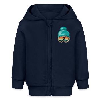 Snowboard, Halfpipe, Wintersport, Skibrille - Baby Organic Kapuzenjacke Baby Connector von Stanley/Stella - Navy - Vorne