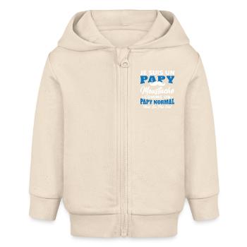 Un papy moustache comme un papy normal - Veste à capuche bébé bio Stanley/Stella - écru doux - Devant