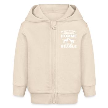 Ne Sous estimez Jamais Un Homme Avec Un Beagle - Veste à capuche bébé bio Stanley/Stella - écru doux - Devant