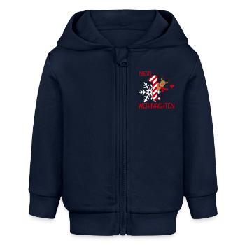 Mein erstes Weihnachten - Baby Organic Kapuzenjacke Baby Connector von Stanley/Stella - Navy - Vorne