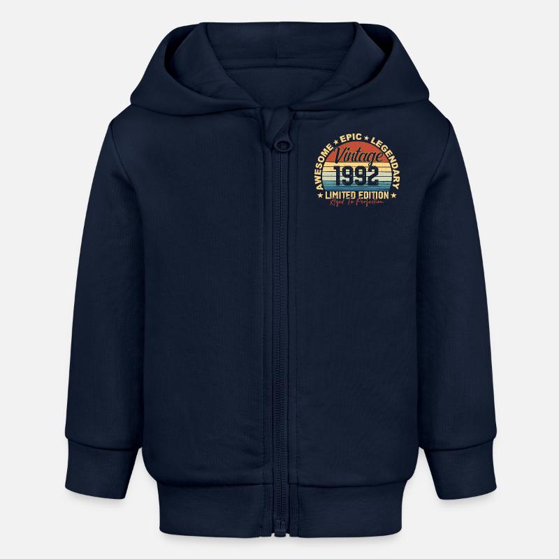 Rétro 1992 Vintage Anniversaire 1992 Cadeau 1992 - Veste à capuche bébé bio Stanley/Stella - bleu marine