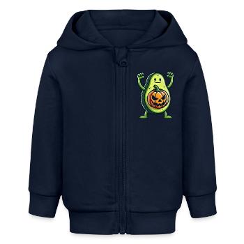 Halloween Kürbis Avocado Fusion Lustig Skurril - Baby Organic Kapuzenjacke Baby Connector von Stanley/Stella - Navy - Vorne