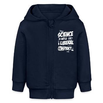 La science n’est pas une conspiration libérale - Veste à capuche bébé bio Stanley/Stella - bleu marine - Devant