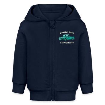 Chevy C-10 Pickup Pickup Truck Auto Vintage - Baby Organic Kapuzenjacke Baby Connector von Stanley/Stella - Navy - Vorne