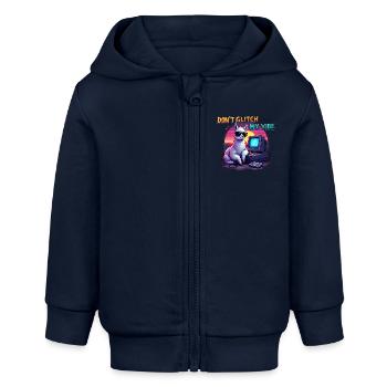 Don’t Glitch my Vibe - Alpaga Retro Gaming - Veste à capuche bébé bio Stanley/Stella - bleu marine - Devant