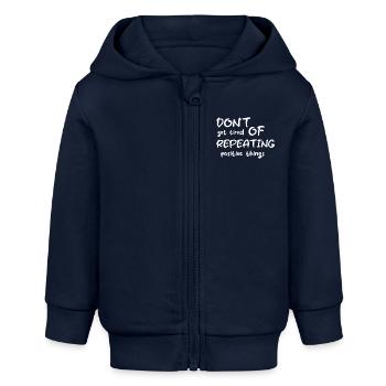 Citation de motivation - Veste à capuche bébé bio Stanley/Stella - bleu marine - Devant