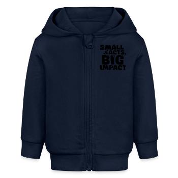 Zitat - Kleine Taten mit großer Wirkung - Bee - Baby Organic Kapuzenjacke Baby Connector von Stanley/Stella - Navy - Vorne