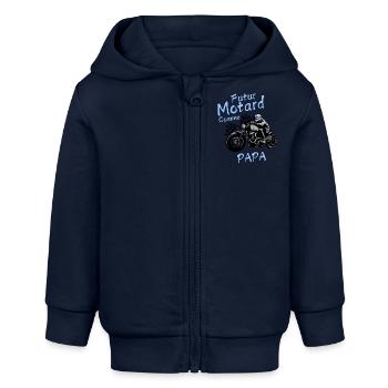 Futur Motard Comme Papa - Veste à capuche bébé bio Stanley/Stella - bleu marine - Devant