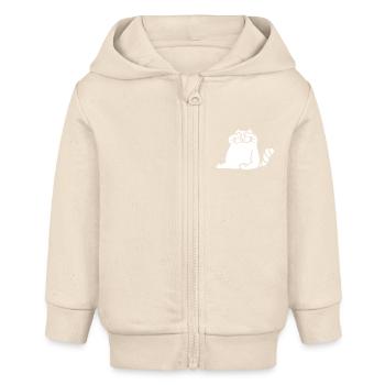 Silhouette weiße Katze geschlossene Augen - Baby Organic Kapuzenjacke Baby Connector von Stanley/Stella - Natur - Vorne