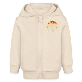 Cadeau 46ème anniversaire Millésime Avril 1979 - Veste à capuche bébé bio Stanley/Stella - écru doux - Devant