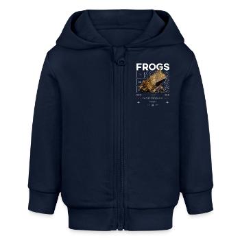 Gehörnter Frosch Streetwear Froschhüter - Baby Organic Kapuzenjacke Baby Connector von Stanley/Stella - Navy - Vorne