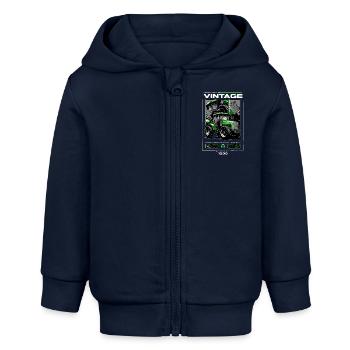 Vintage Traktor Bauer Geburtstag Jahrgang 1999 - Baby Organic Kapuzenjacke Baby Connector von Stanley/Stella - Navy - Vorne