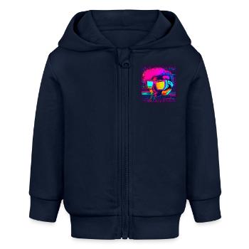 80s Retro Radio Star Party - Baby Organic Zip-up Hoodie by Stanley/Stella - navy - Front