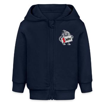 Ich bin ein Jahr 1. Geburtstag Roboter - Baby Organic Kapuzenjacke Baby Connector von Stanley/Stella - Navy - Vorne