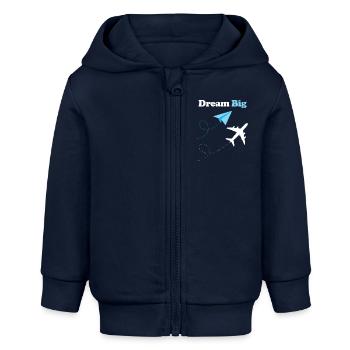 Dream Big Plane - Baby Organic Zip-up Hoodie by Stanley/Stella - navy - Front