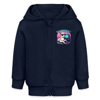 Don’t Glitch my Vibe - Alpaga Retro Gaming - Veste à capuche bébé bio Stanley/Stella - bleu marine - Devant