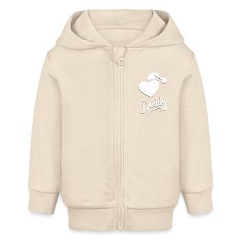 Papa chaud » - Veste à capuche bébé bio Stanley/Stella - écru doux - Devant