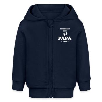 Promoted to dad 2025, expectant father 2025 - Baby Organic Zip-up Hoodie by Stanley/Stella - navy - Front